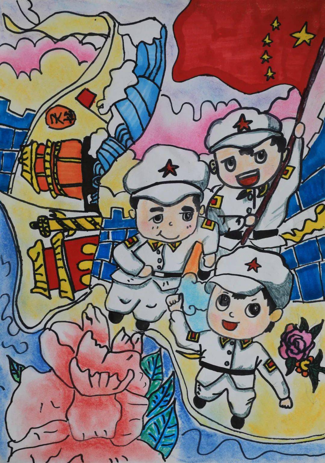 李雨杭《未来图书馆》王奕涵《梦幻图书馆》陈奕恩泽《童心向党向阳