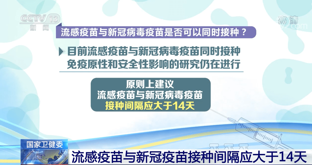 国家卫生健康委:流感疫苗与新冠疫苗接种间隔应大于14天!