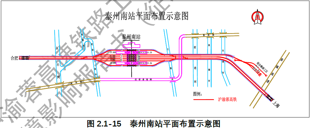 两端咽喉各设一条单渡线组成八字渡线,朝向综合维修工区.