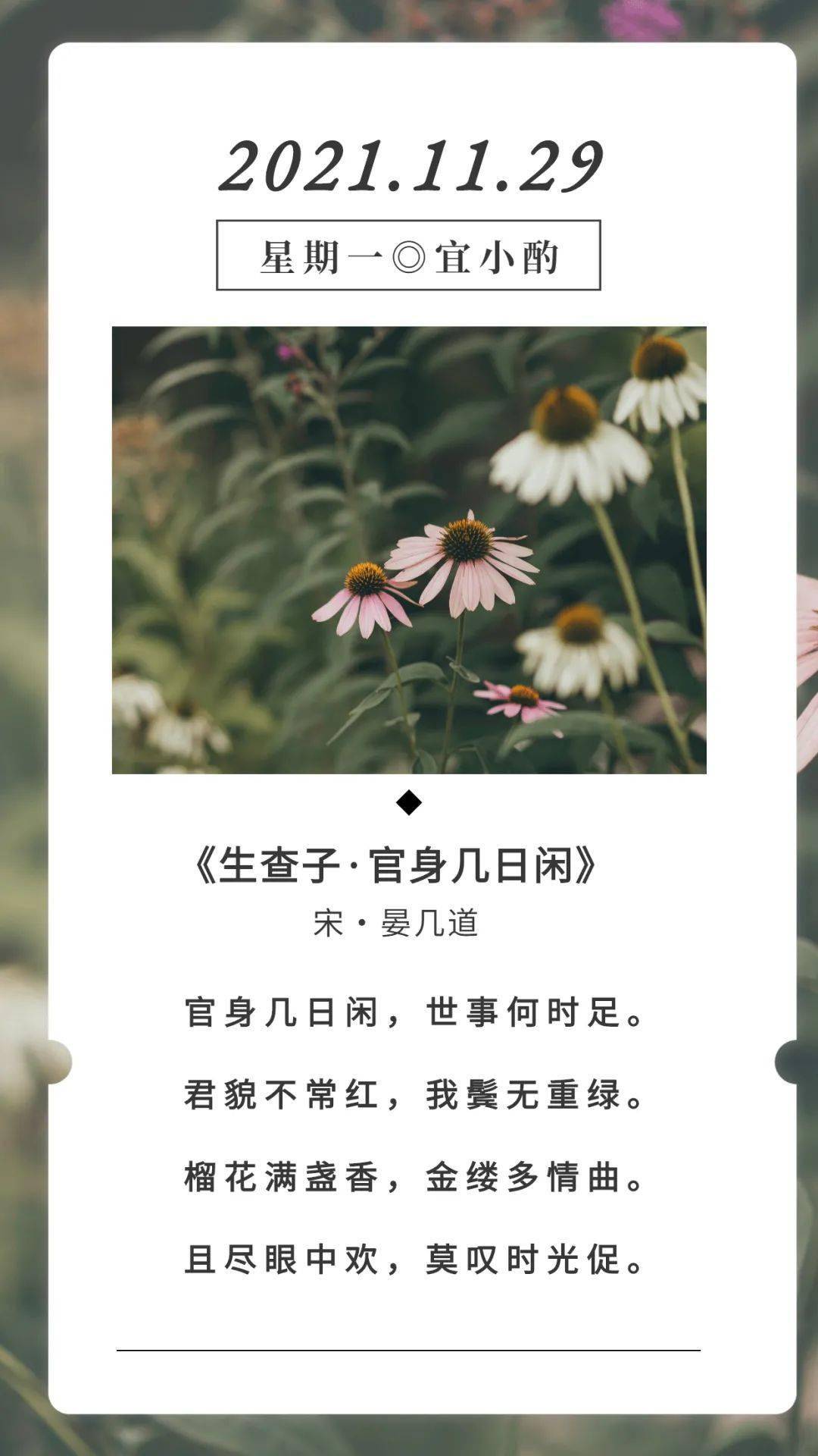 古诗词日历 晏几道《生查子·官身几日闲》赏析