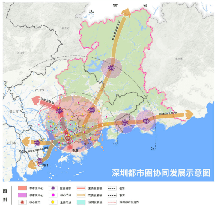 部署要制定实施深圳都市圈发展规划,形成中心引领,轴带支撑,圈层联动