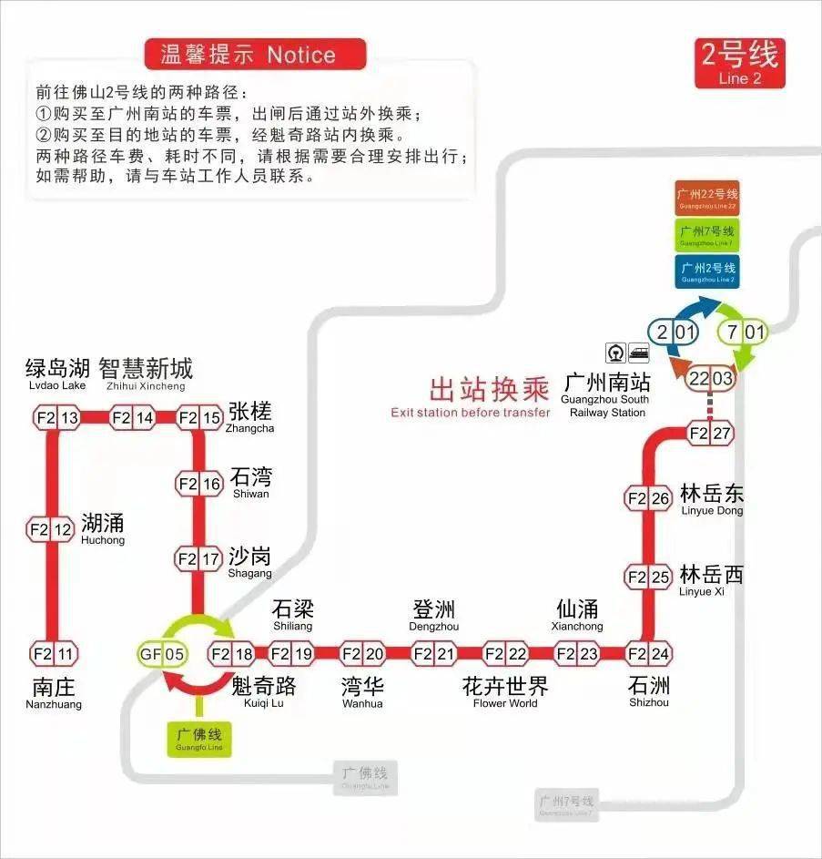 在广州南站如何换乘佛山地铁2号线小贴士戳进来