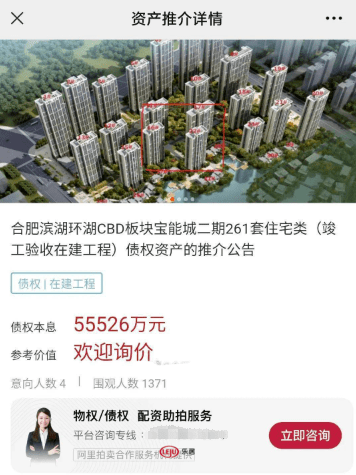 总金额约558亿合肥宝能城二期261套房产债权将拍卖