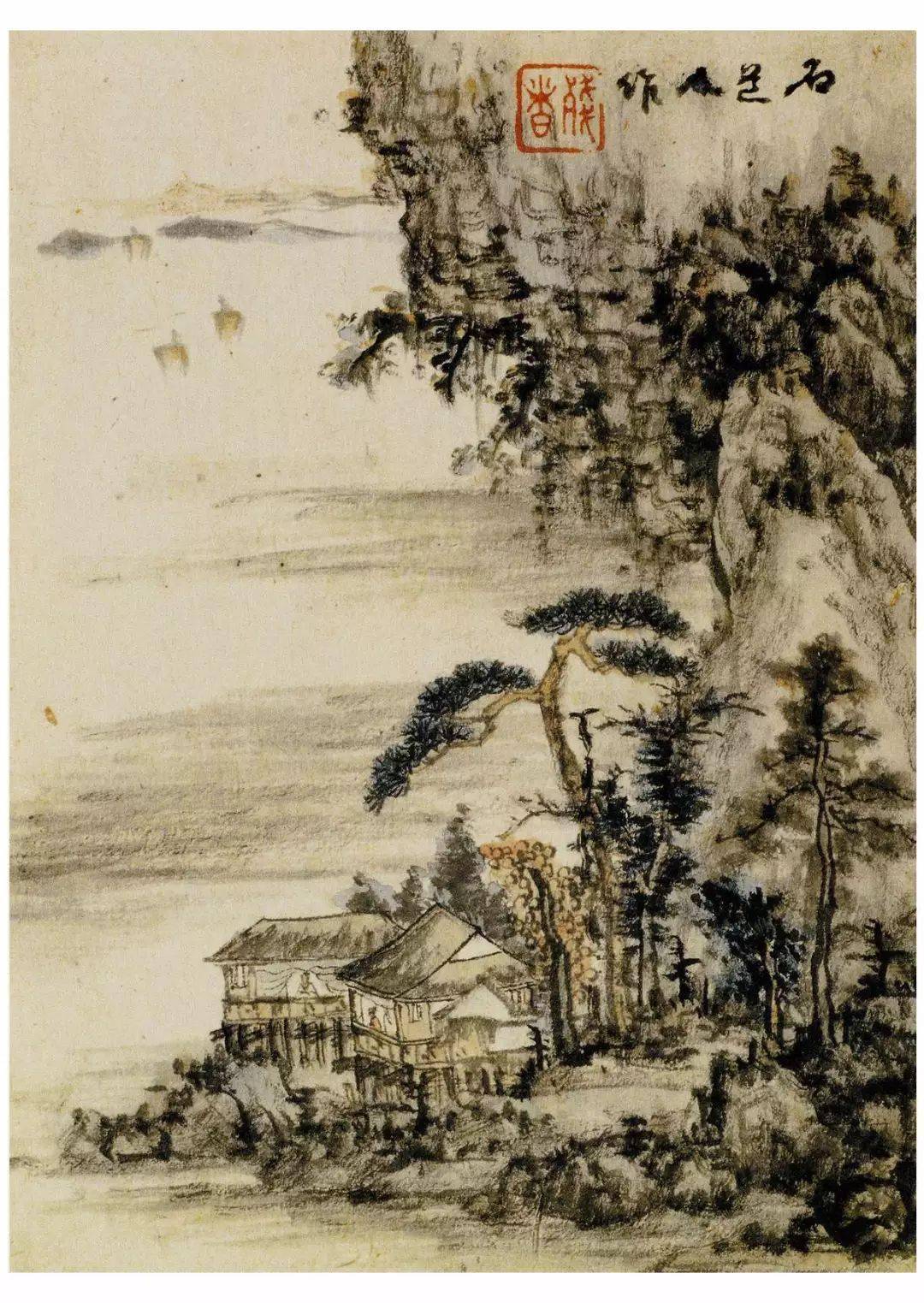 髡残山水画,笔墨高古_生活_画僧_石溪