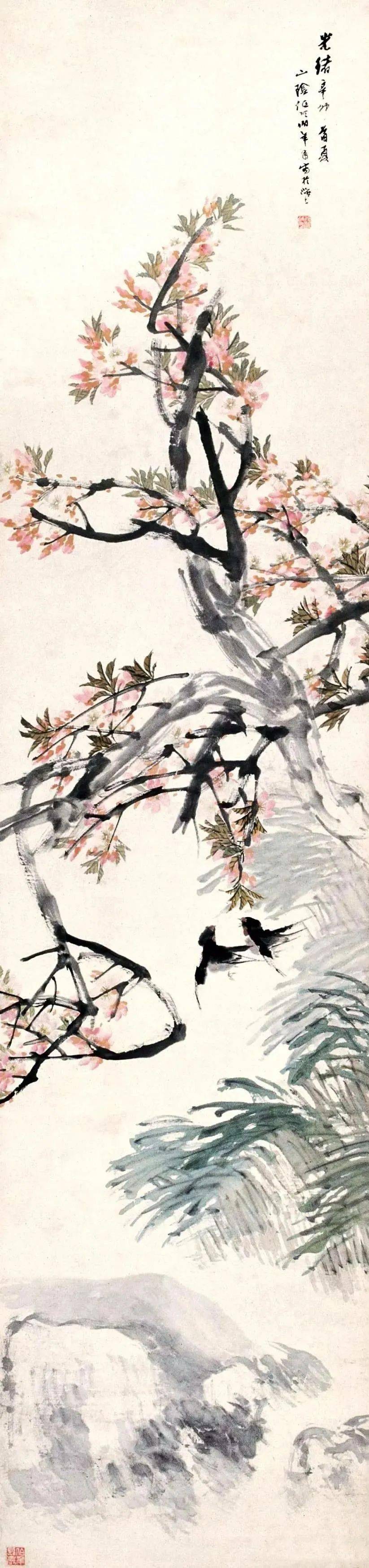 任伯年 桃花双燕任伯年 桃花燕子任伯年 春燕飞任伯年 春燕飞任伯年
