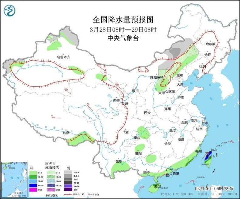 我国中东部地区一,浙江福建江西等地出现较强降雨昨日08时至今日06时