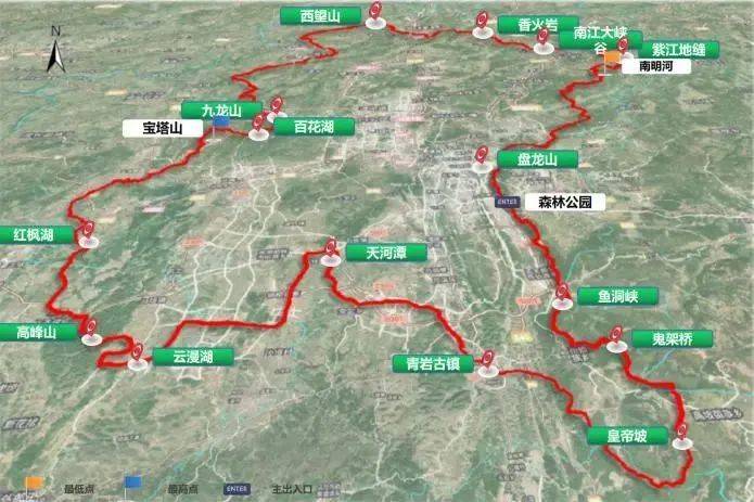 "一环":环城步道主线城市健身步道核初设"0km"起步点为森林公园图云关