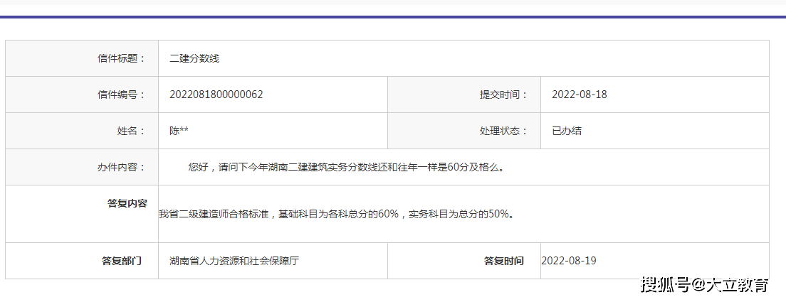 湖南2022年二级建造师成绩合格标准已公布