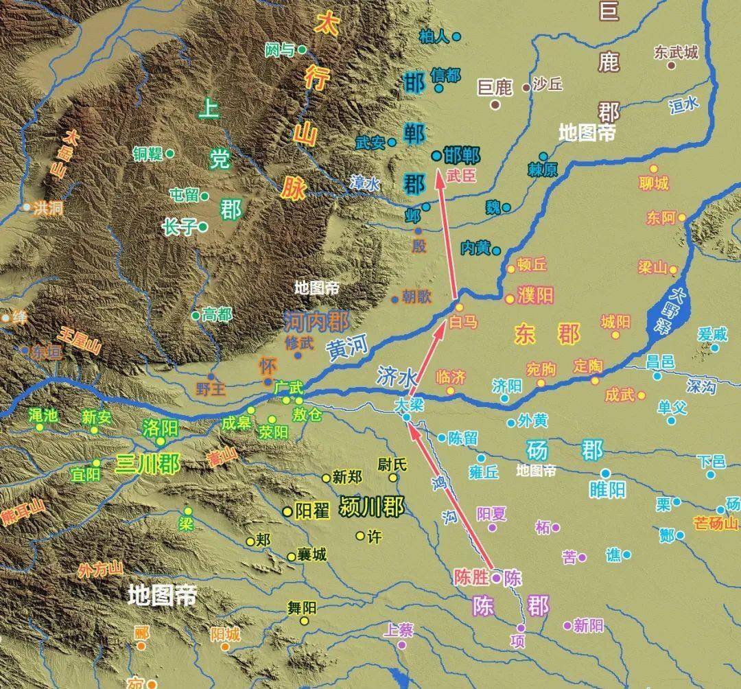 陈胜的部将武臣称赵王,进兵路线是怎样的?_张耳_陈馀_赵国