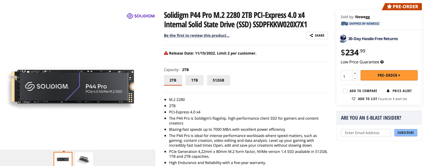 solidigm(原英特尔固态硬盘)p44 pro ssd 海外上市_速度_性能_读取