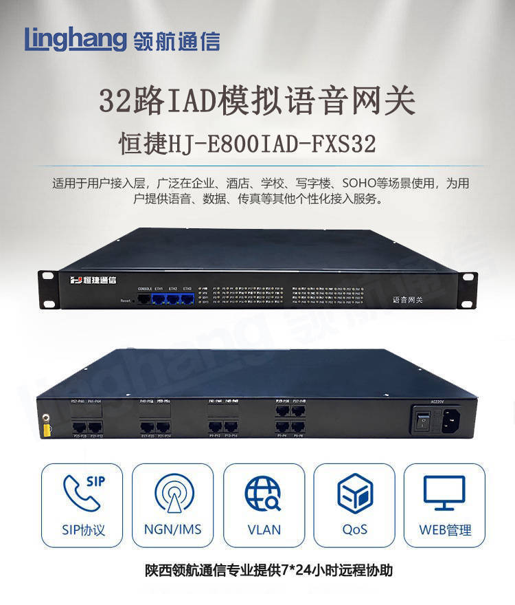 恒捷通信 32路语音网关 hj-e800iad-32fxs介绍-陕西领航通信设备