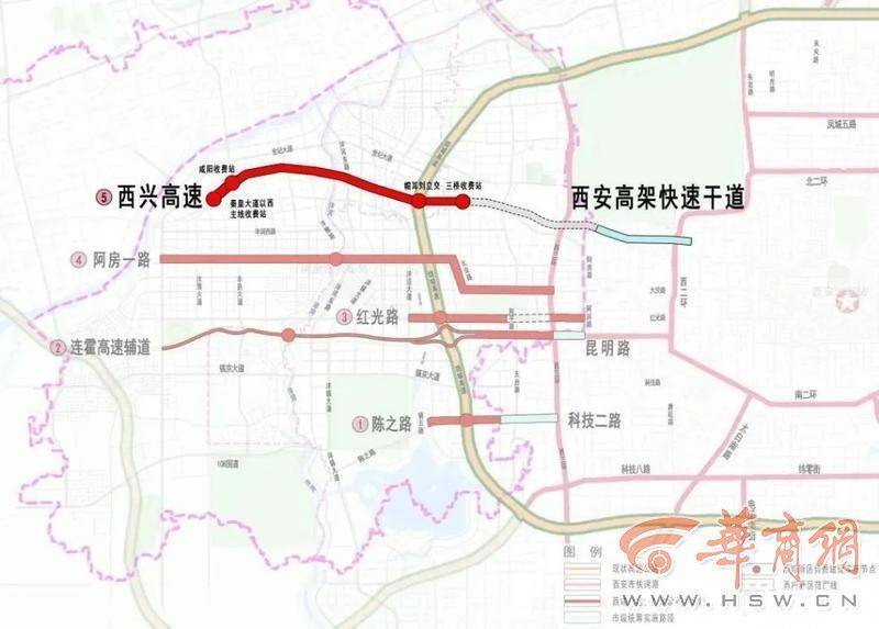 西安至兴平高速公路扩建:设互通立交6座 工期36个月今年9月和10月