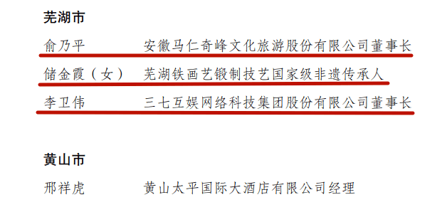 安徽马仁奇峰文化旅游股份有限公司董事长俞乃平,芜湖