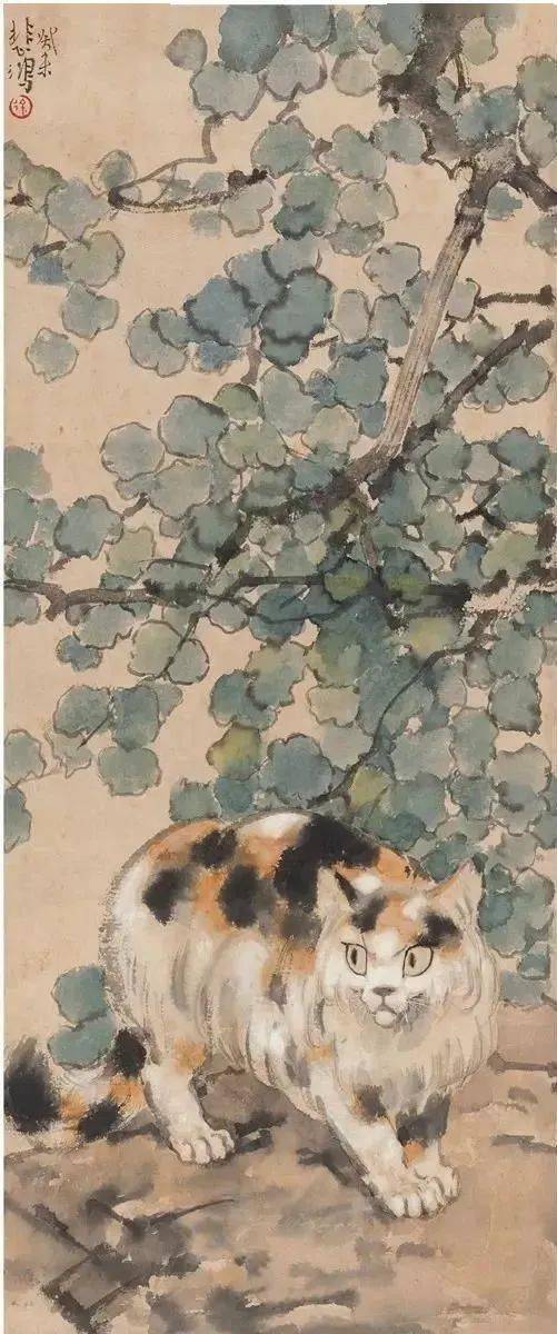 徐悲鸿的小花猫,画的真好_牵牛_西方_油画