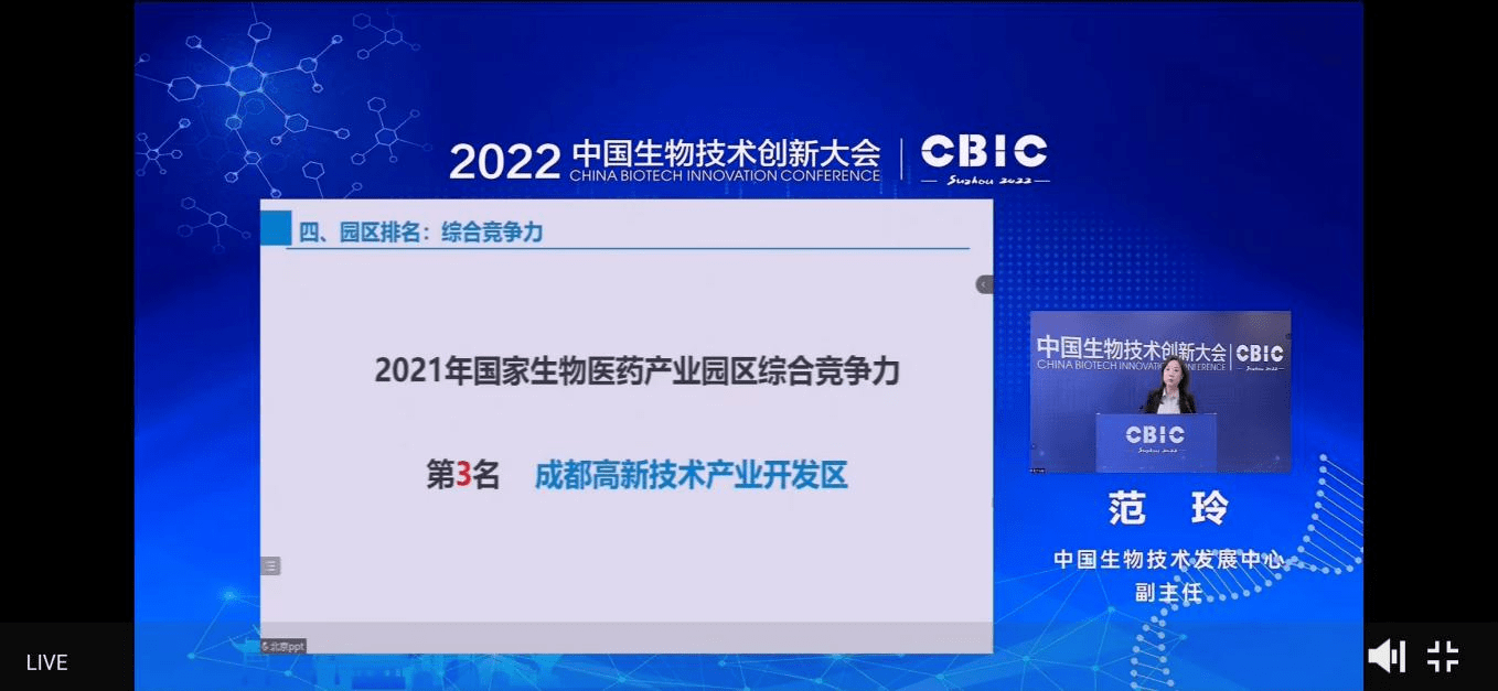 2021中国生物医药园区合作力排行榜出炉 成都高新区排第三