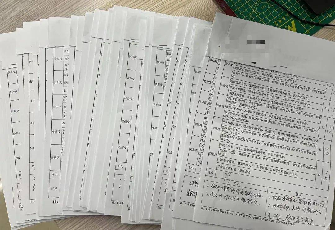 每节课后,授课教师及时进行反思,并结合每位教师听课评价量化评价建议