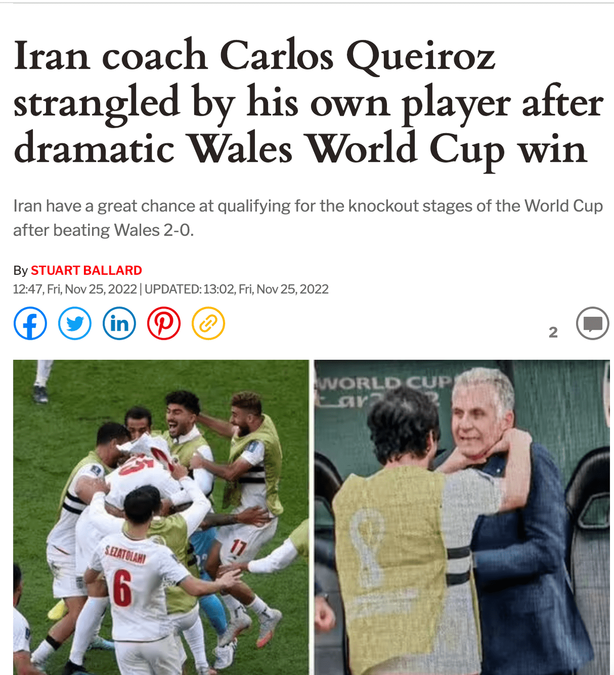 世界杯外电DAY7: 伊朗补时进两球，铁骑绝杀威尔士