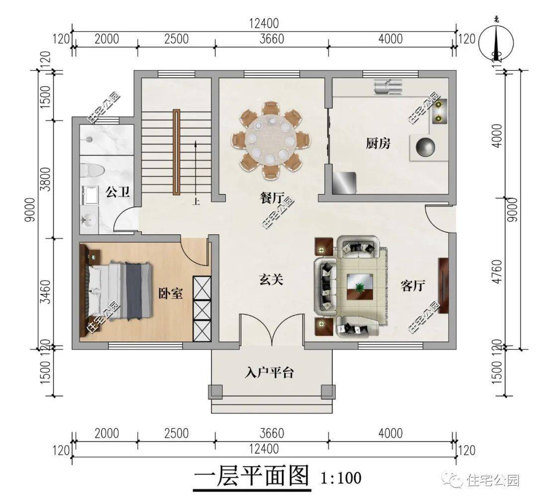 12×10米，浙江叶密斯定造二层半户型，阁楼层设想储物更便利（2268）