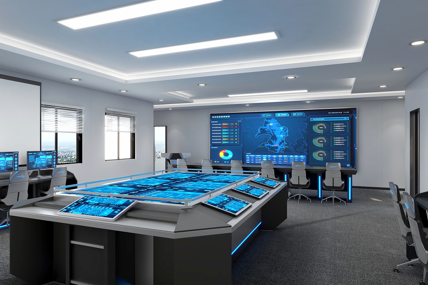巧夺天工科技信息化金属控制台全新升级大学指挥中心