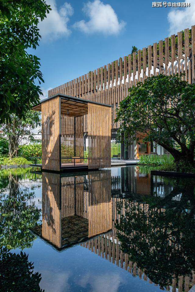 南方山區裡的建築,私人庭院住宅,現代化居家風_景亭