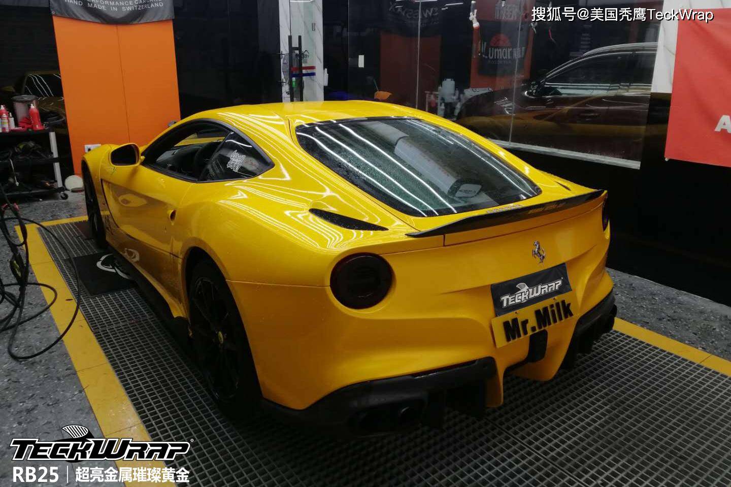 秃鹰teckwrap汽车车身改色贴进口膜rb25超亮璀璨黄金法拉利