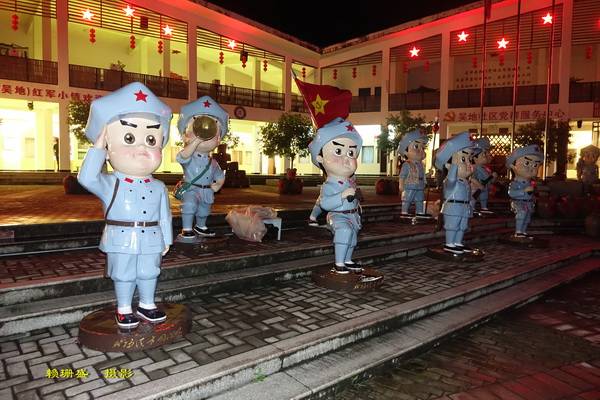 原创美轮美奂福建上杭县古田红军小镇夜景美