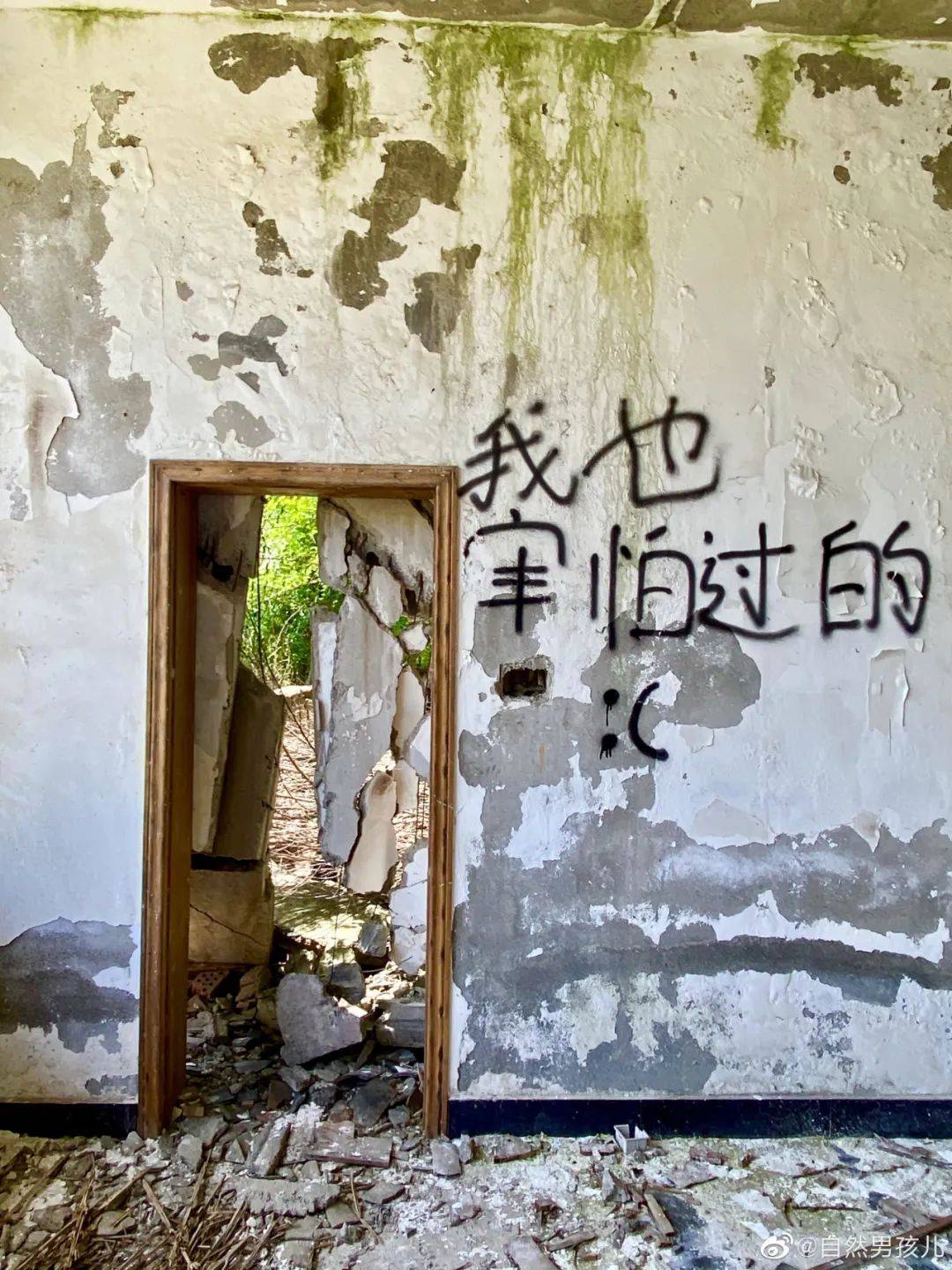 这些废墟上的标语,写出了生活_文字