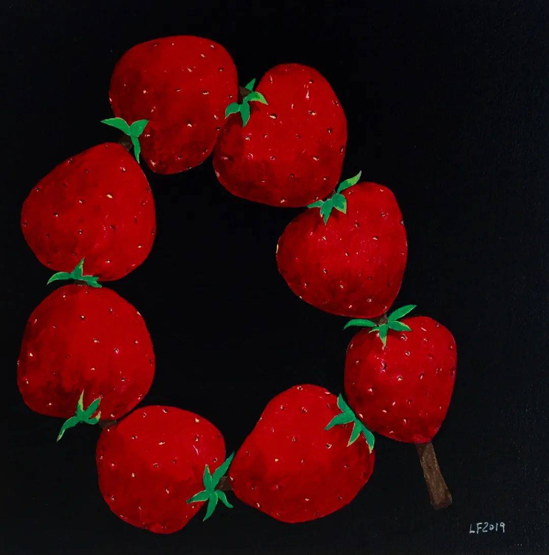 一串永远也吃不完的草莓,30x30cm,布面丙烯,2109