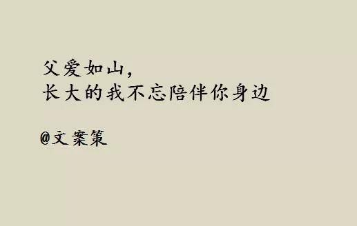 父愛如山,長大的我不忘陪伴你身邊#父親節文案#今天策君準備了25句