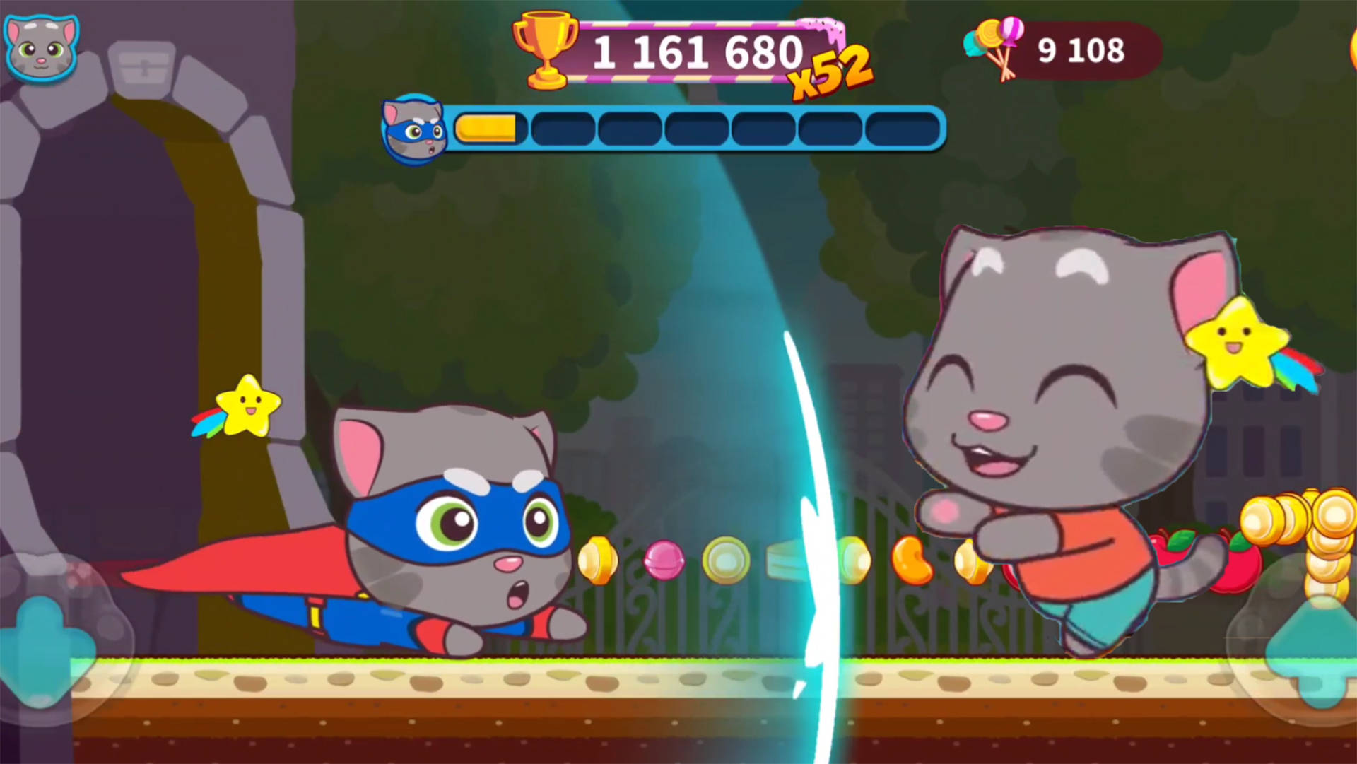 汤姆猫快跑汤姆猫变身小超人追赶小浣熊抢夺糖果