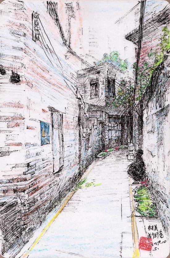 这位67岁的新疆舞台美术家,用钢笔淡彩画出了他心中的广东小城