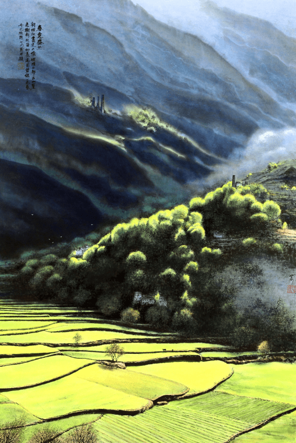 邓初夏山水藏心胸画面生气韵
