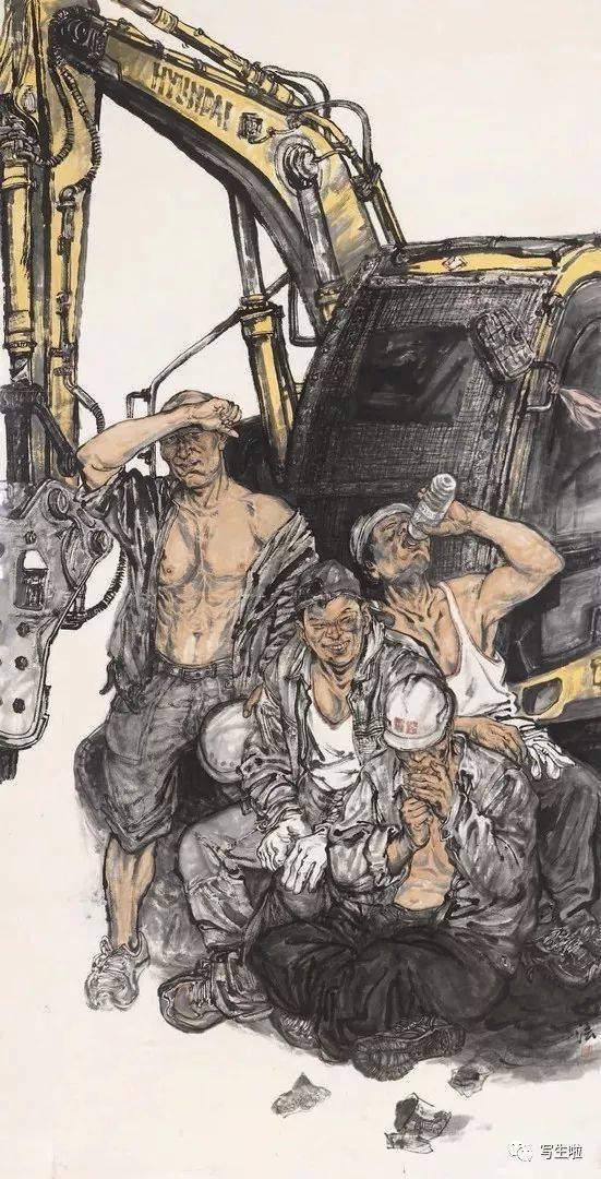 墨里乾坤情系斯民化梓桑读冯建法人物画