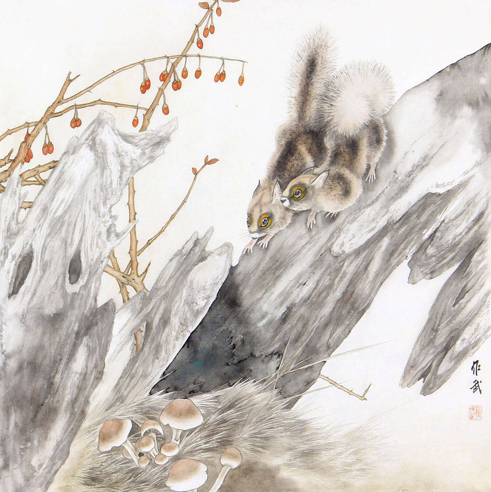 萌萌浓意——马作武动物题材国画作品欣赏