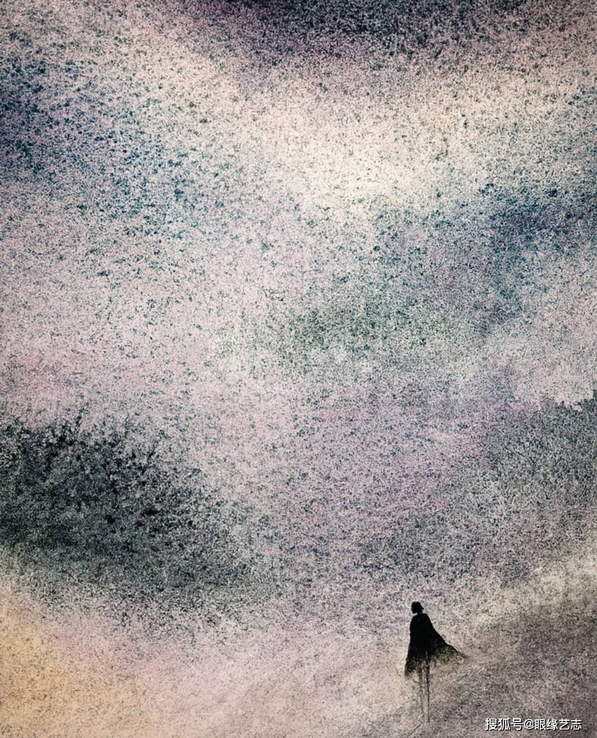 地球色素猎人:抽象的颗粒残影,风景画中的浩瀚与渺小