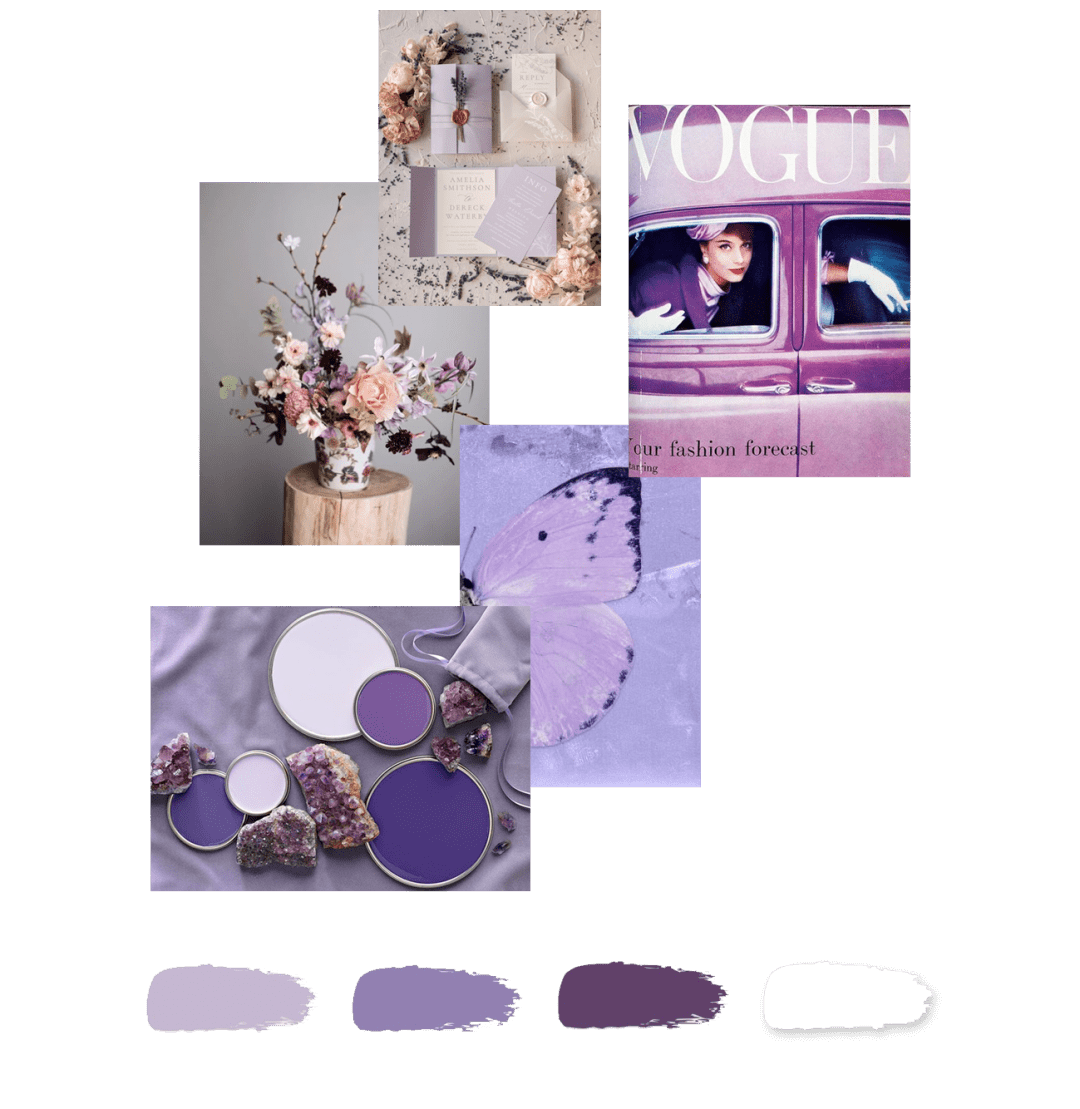 婚礼配色: 薰衣草紫 紫罗兰 黑加仑紫 象牙白