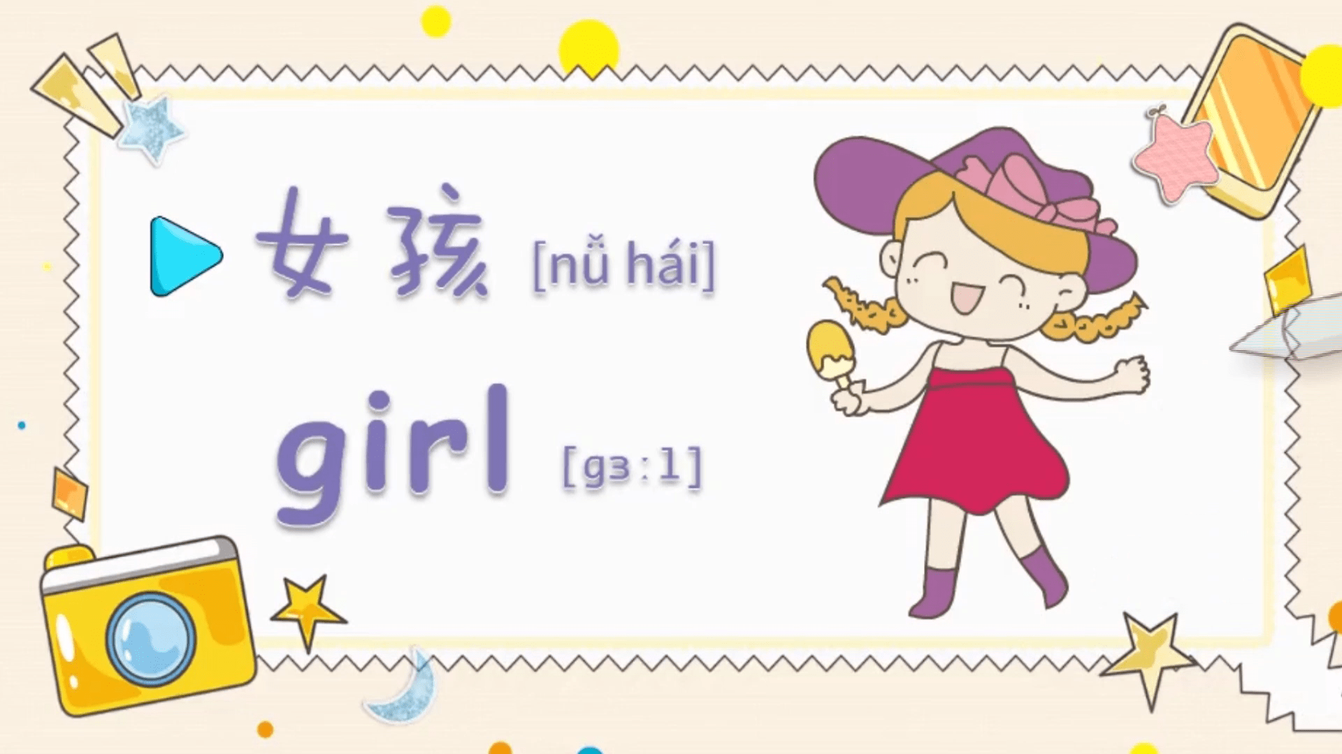 亲子英语绘画今天看到一个漂亮的女孩你知道英语怎么读