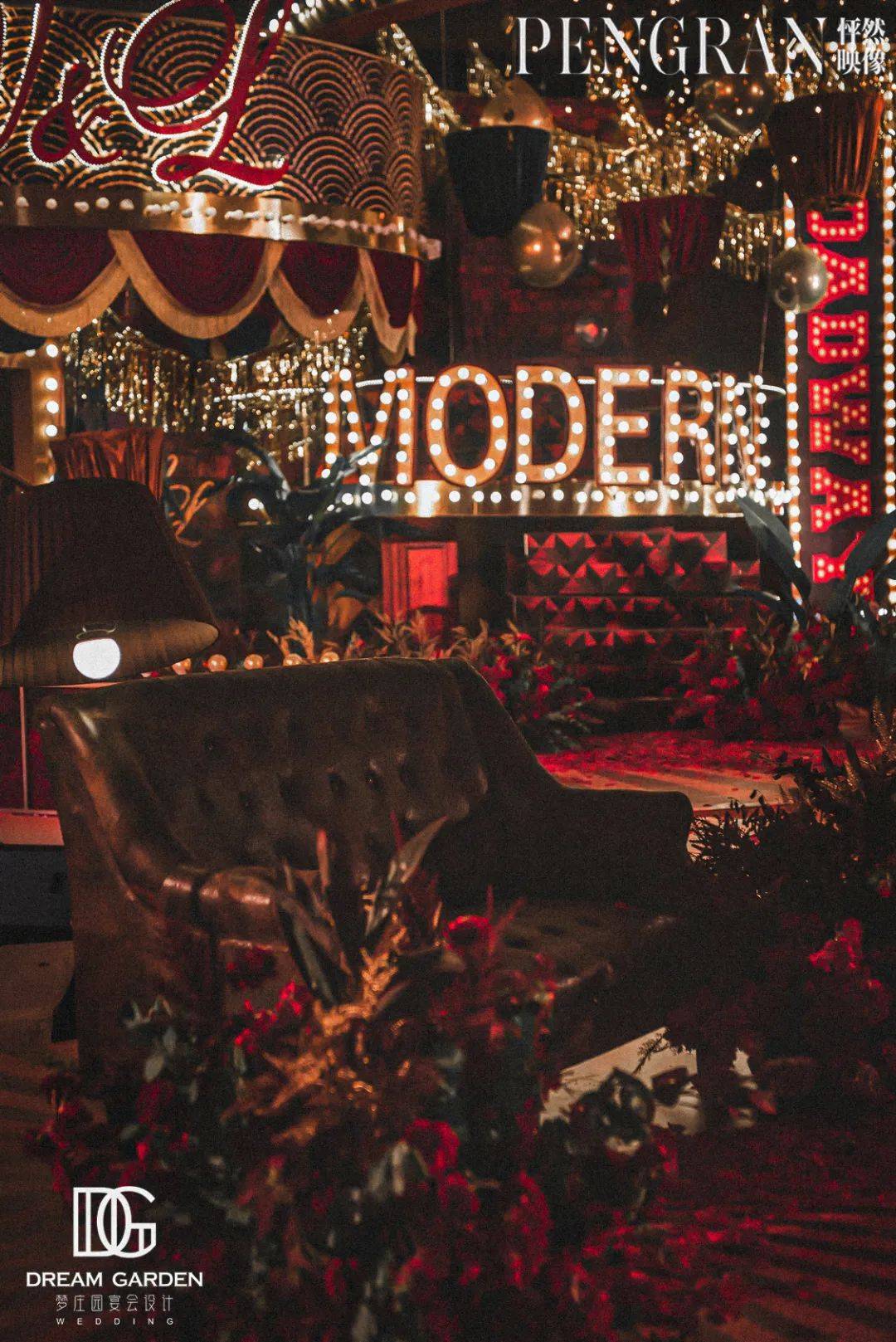 原创红金色的复古美式婚礼,陈年的酒越发香浓