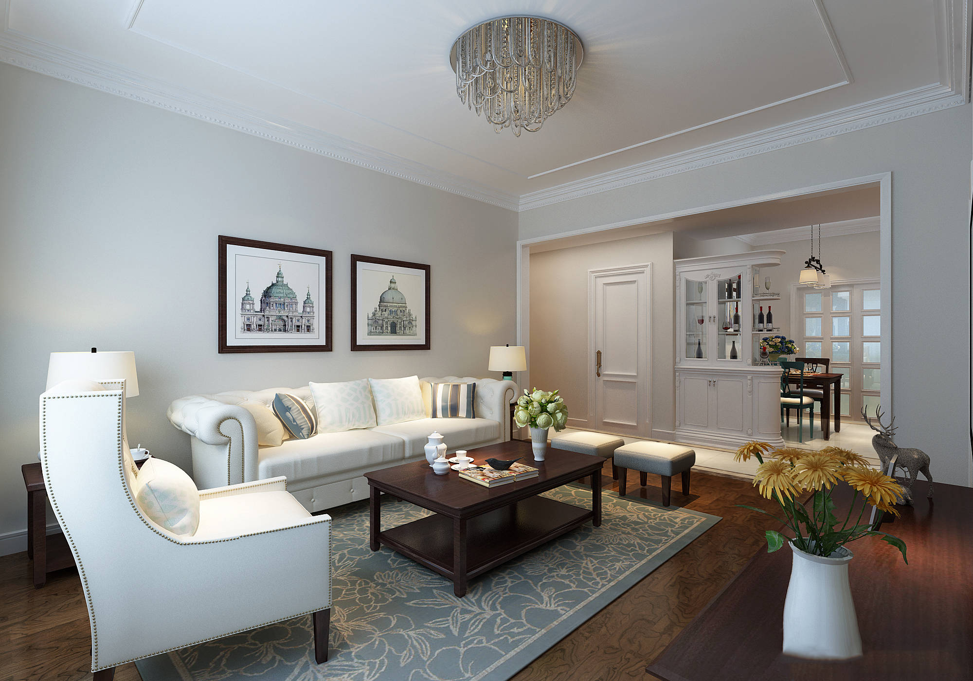 大连国滨苑装修设计,打造温馨舒适的美式风格