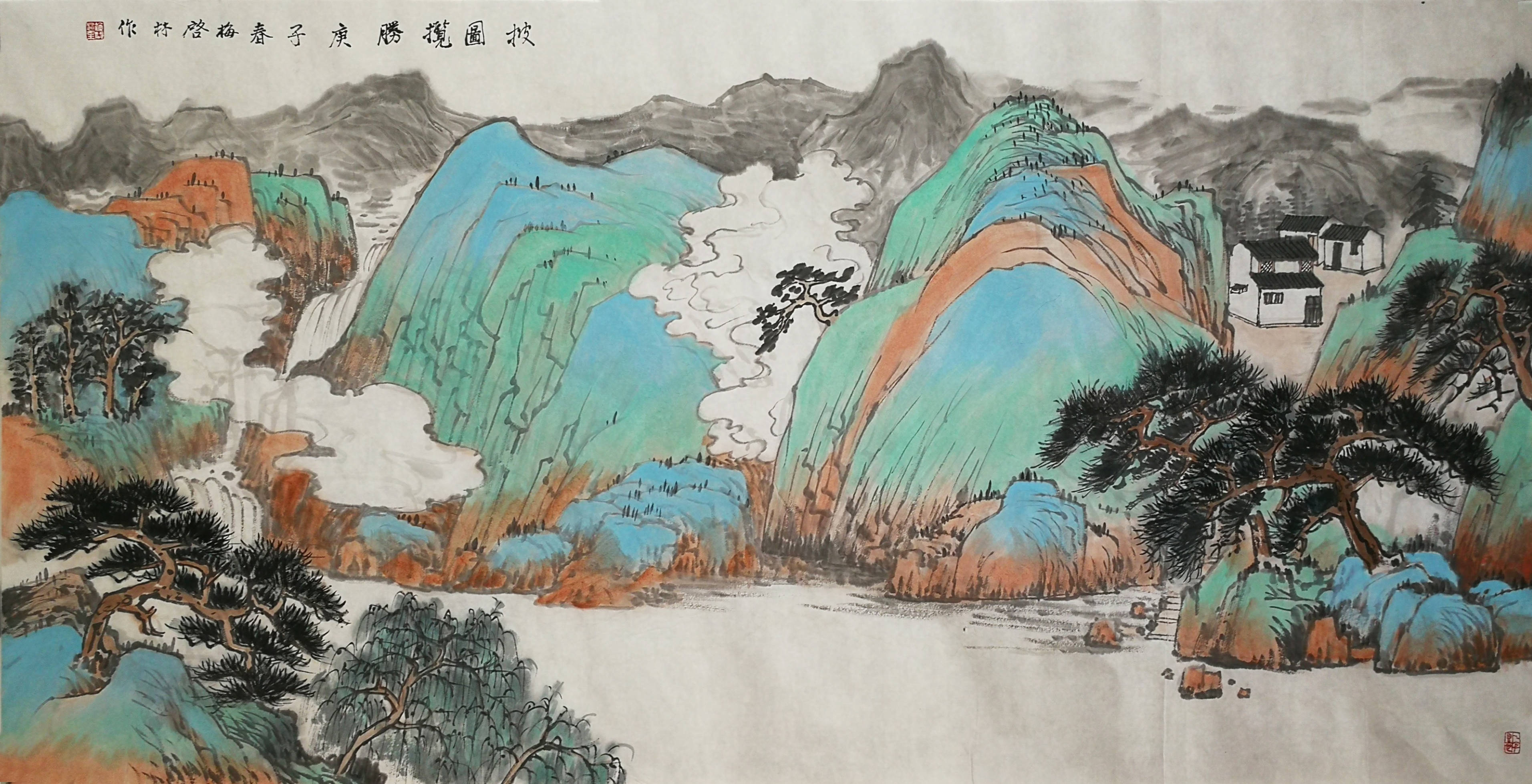 然而,梅启林的作品,是清一色的淡墨山水,或者淡墨微色,又差不多都是