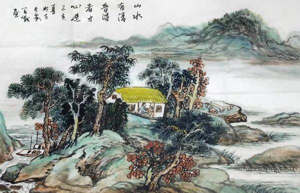 南山居图《翠松岭上听细泉》138×68cm《飞瀑流泉仰豪情》138×68cm