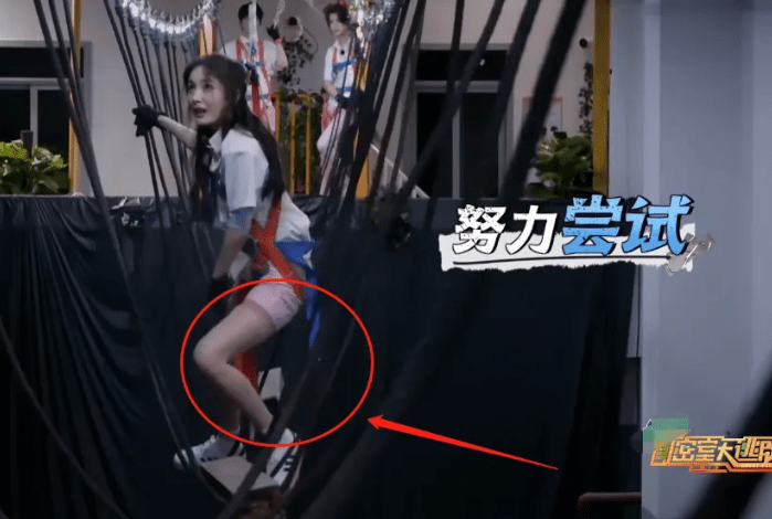 杨幂被绳子"吊起来"忘记换长裤,漫画腿成全场焦点!