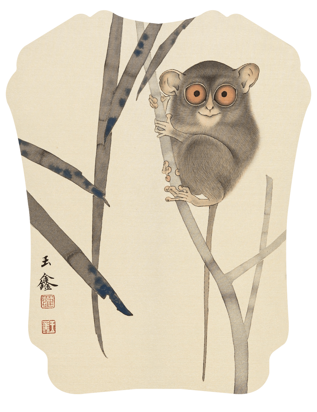 《眼镜猴·2》   28x27cm   绢本设色