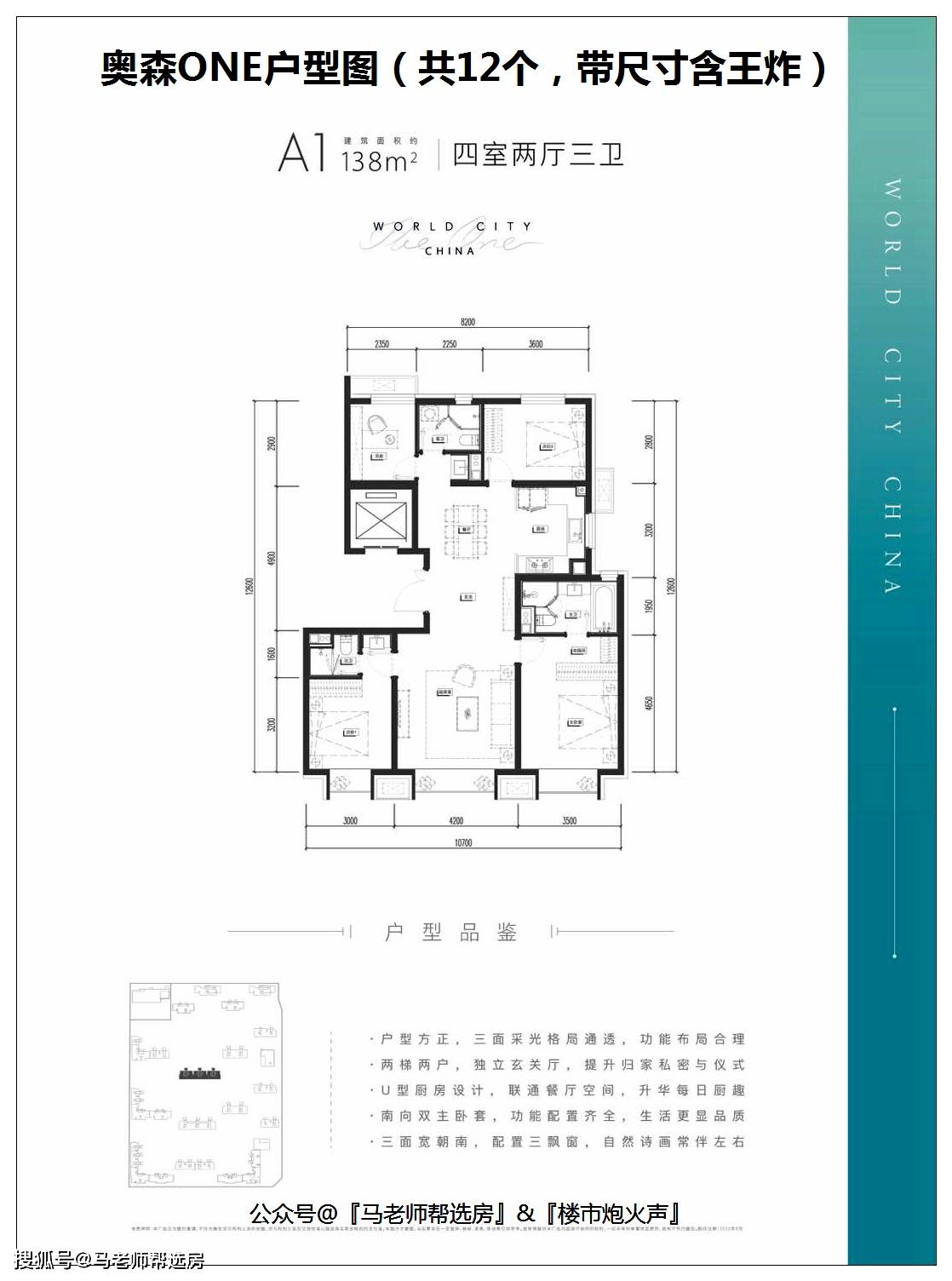 马老师奥森one户型图均带尺寸含最新王炸户型