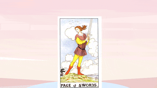 双鱼的9月塔罗是一张正位的宝剑侍者.