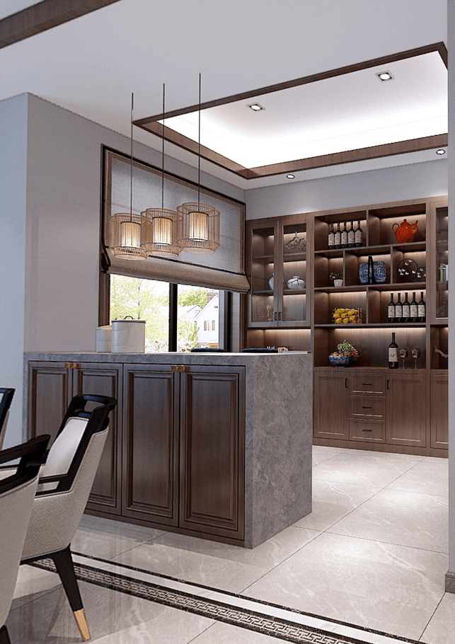 别墅装修|诸暨500㎡自建别墅装修案例,新中式装修风格宁静优雅