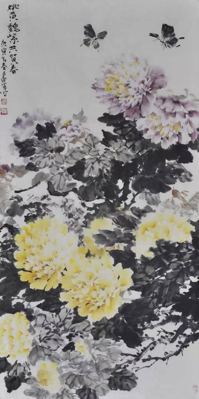 当代著名牡丹花鸟画家赵东军作品欣赏_先生