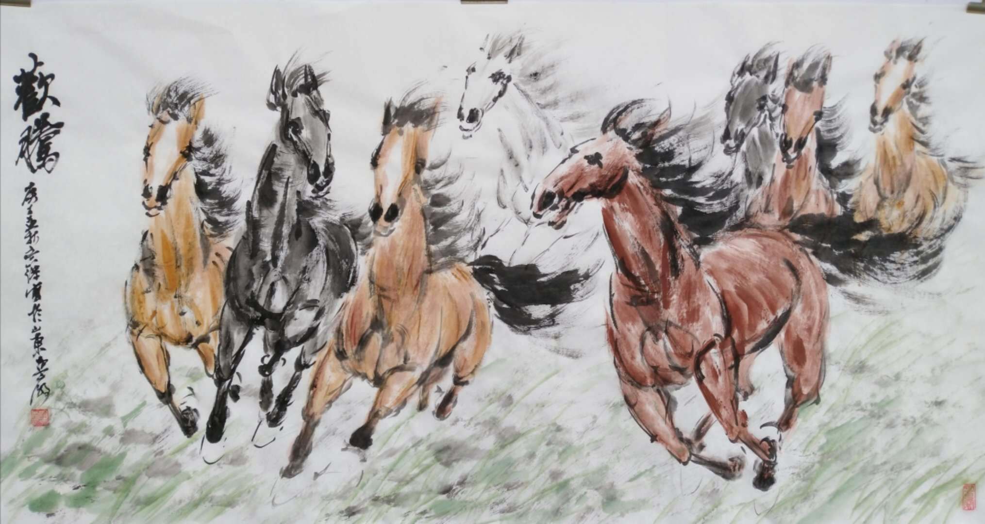 著名原创八骏画家周意杰《八骏》新作