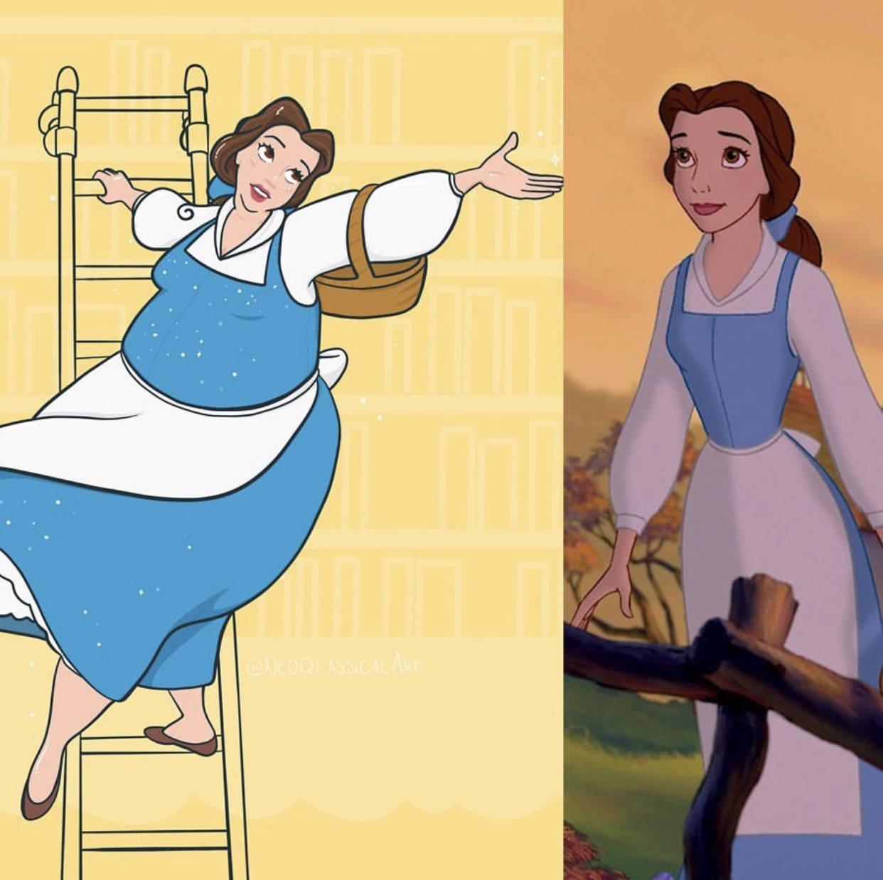 当迪士尼公主增胖200斤,对比图尤其明显!小美人鱼的双下巴最真实