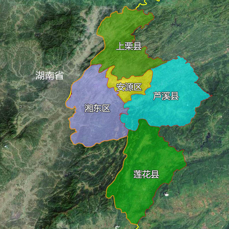 原創7張地形圖快速瞭解江西省萍鄉各市轄區縣